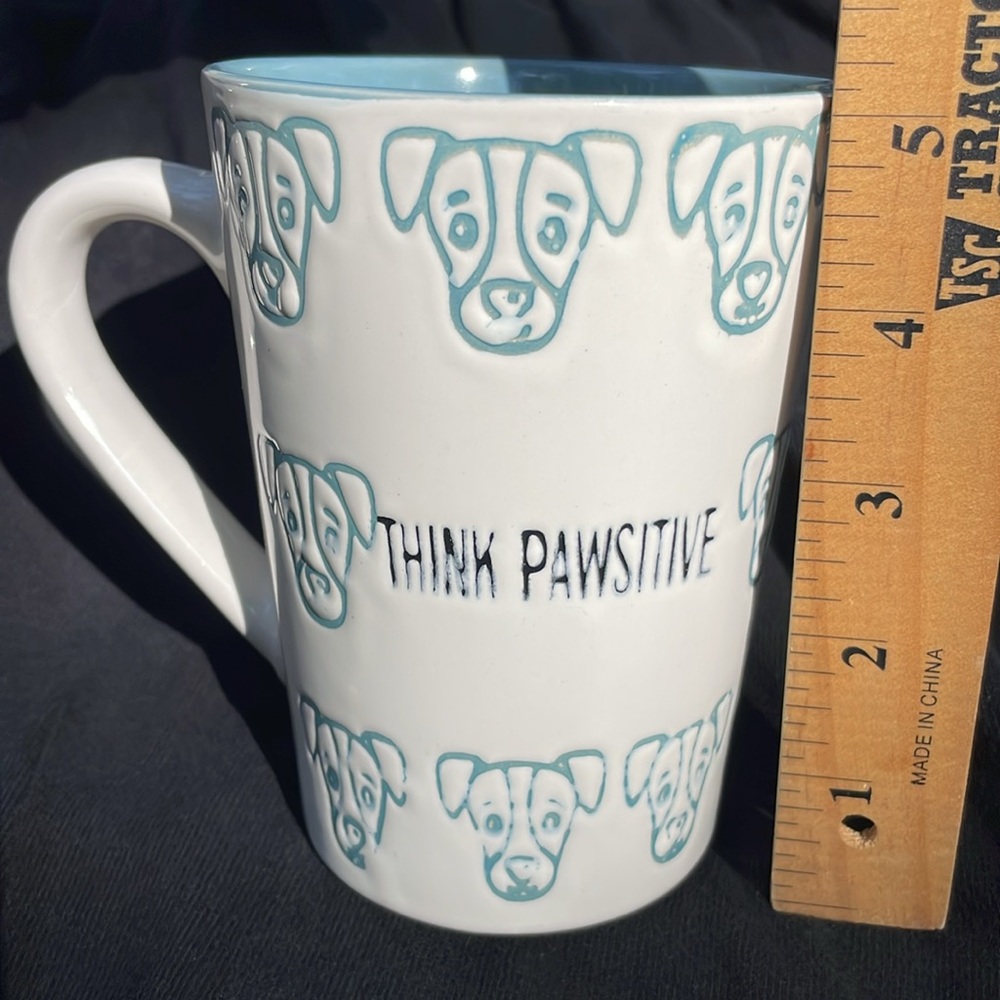 Pfaltzgraff - "THINK PAWSITIVE" embossed Dog Faces - 16 oz Coffee Mug - Picture 4 of 5